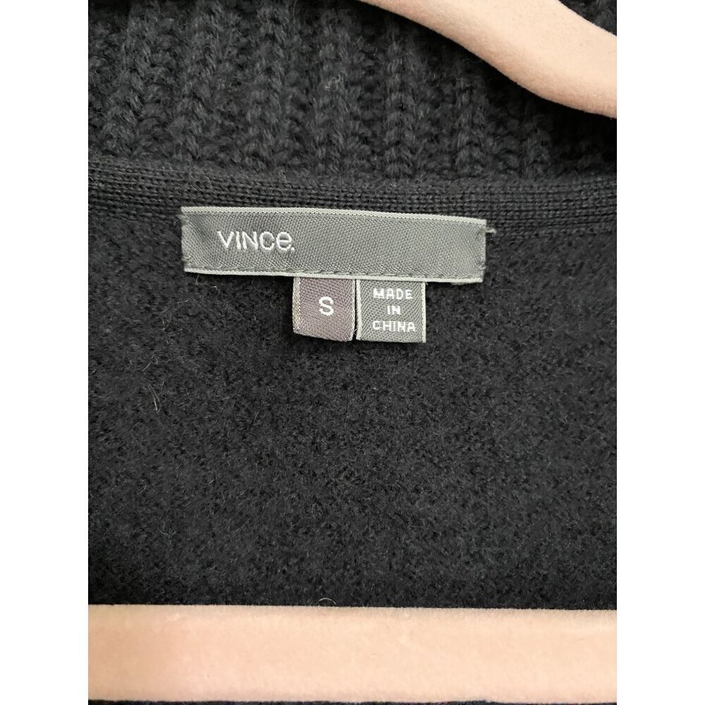 Vince Black Wool Ribbed Collar Open Front Poncho Coat Small Quiet Luxury - Picture 8 of 13